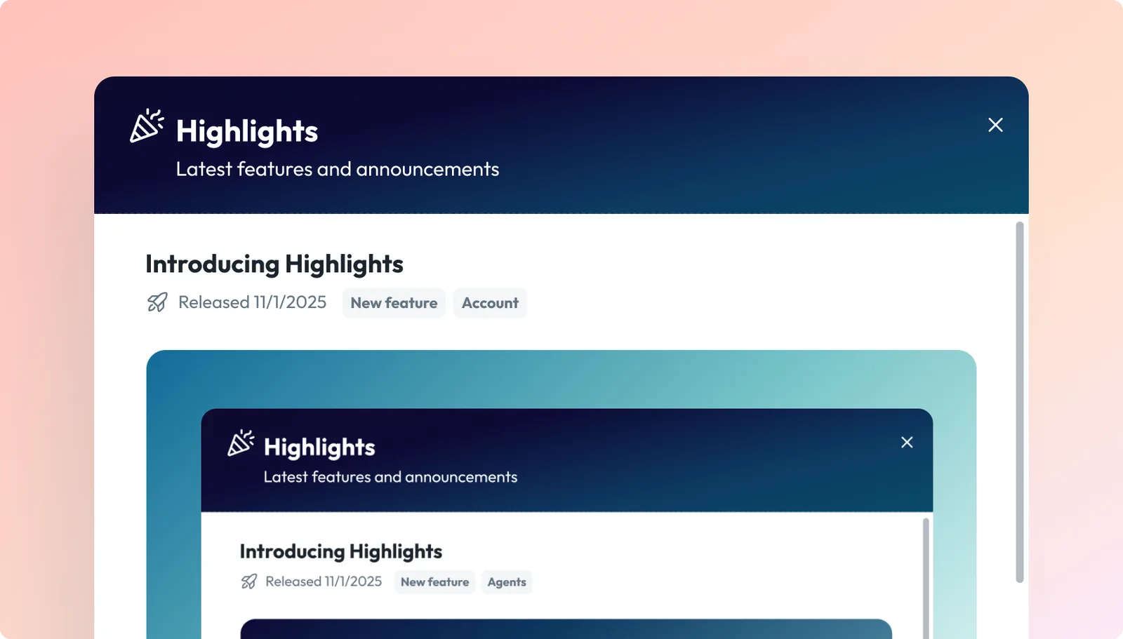 Syllable platform updates feed shown in the Console Highlights account view