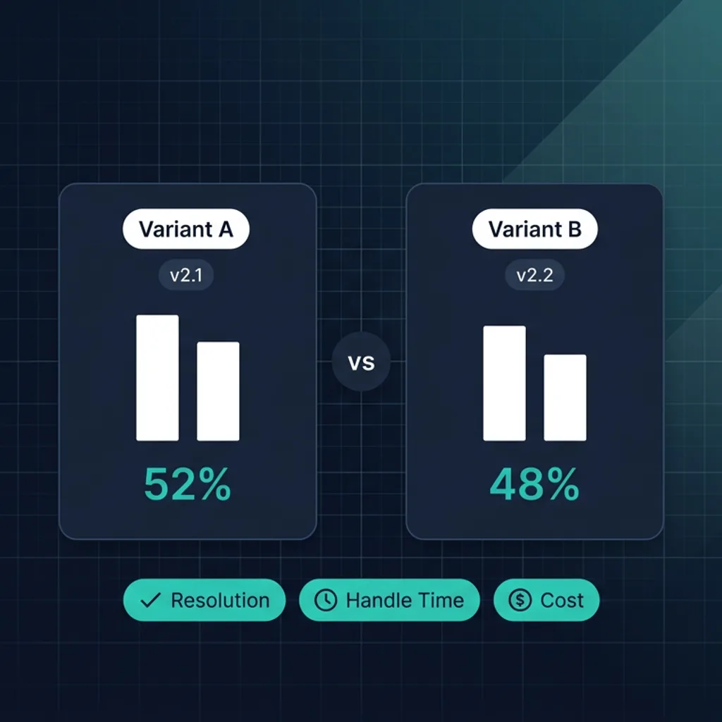 A/B testing interface comparing two AI agent prompt variants