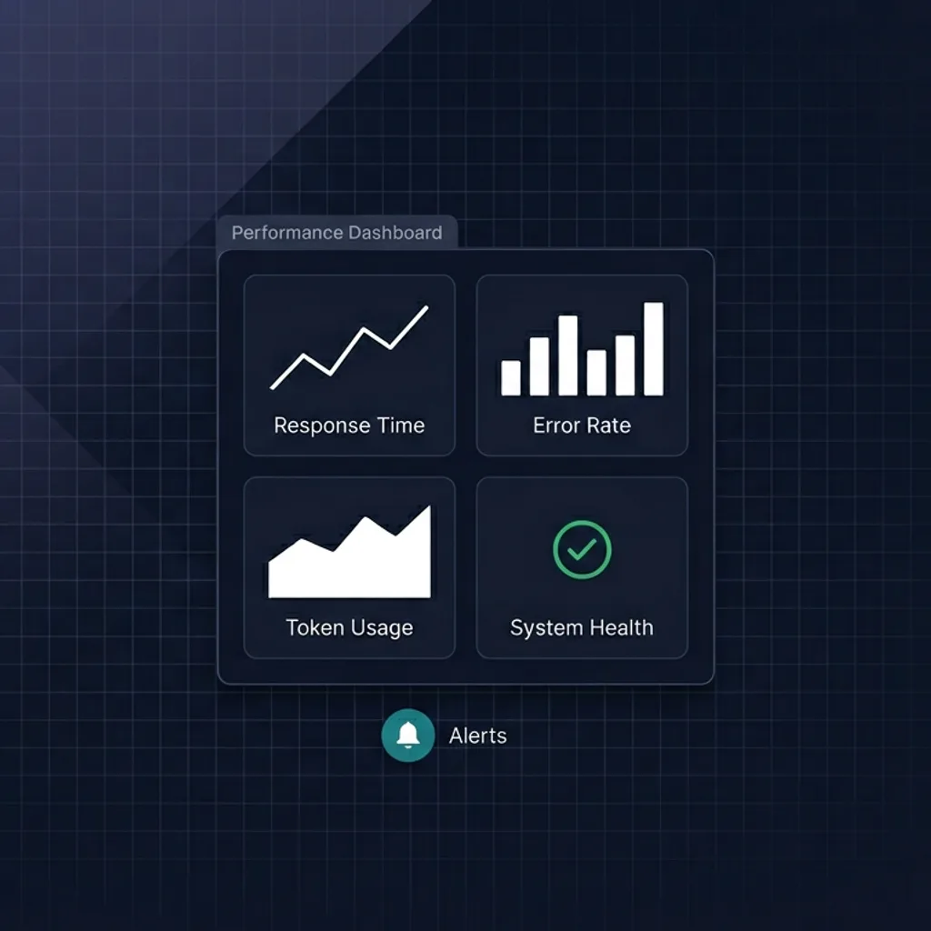 Metrics dashboard tracking AI agent latency, success rate, and cost