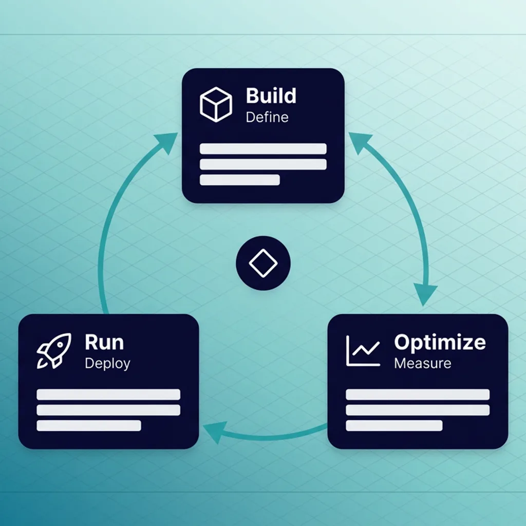 Three-stage platform flow from agent creation to production optimization