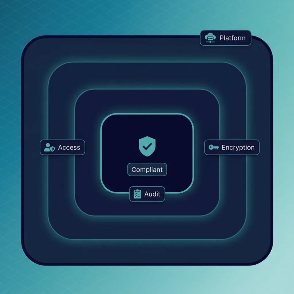 Layered compliance framework with SOC 2, HITRUST, GDPR, and EU AI Act